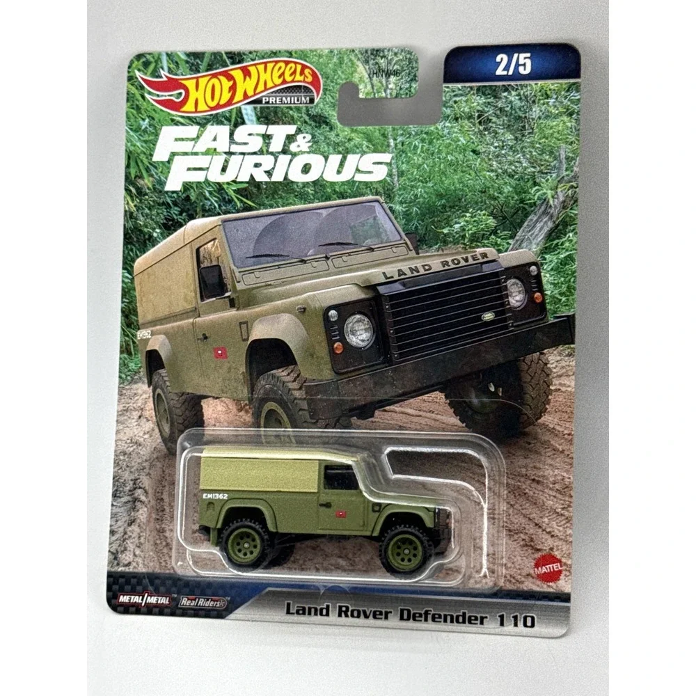 Hot Wheels Premium Fast Land Rover Defender Diecast Car Green Beige Metal Scale